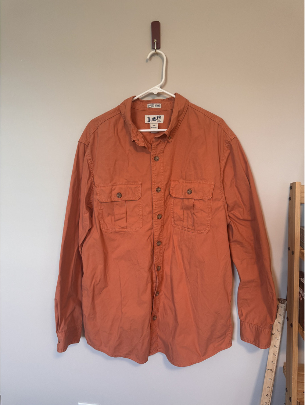 Rare Duluth Trading Co. Men’s Shirt Rust Orange Long Sleeve Button Up L Tall
